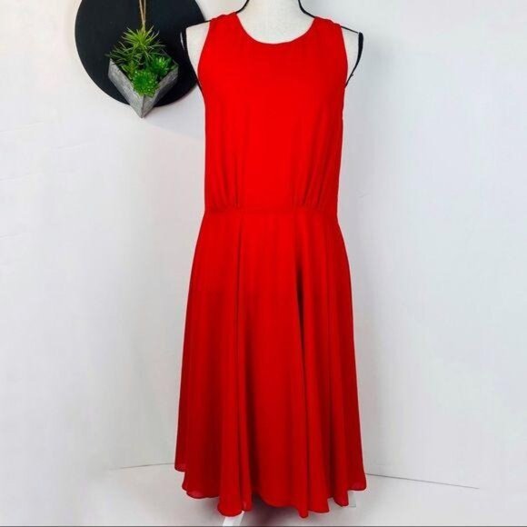 French Connection Red ChiffonFit & Flare Size 12 - Picture 2 of 8